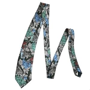 Oscar De La Renta Studio Vintage Floral Silk Polyester Blend Neck Tie Cool Color